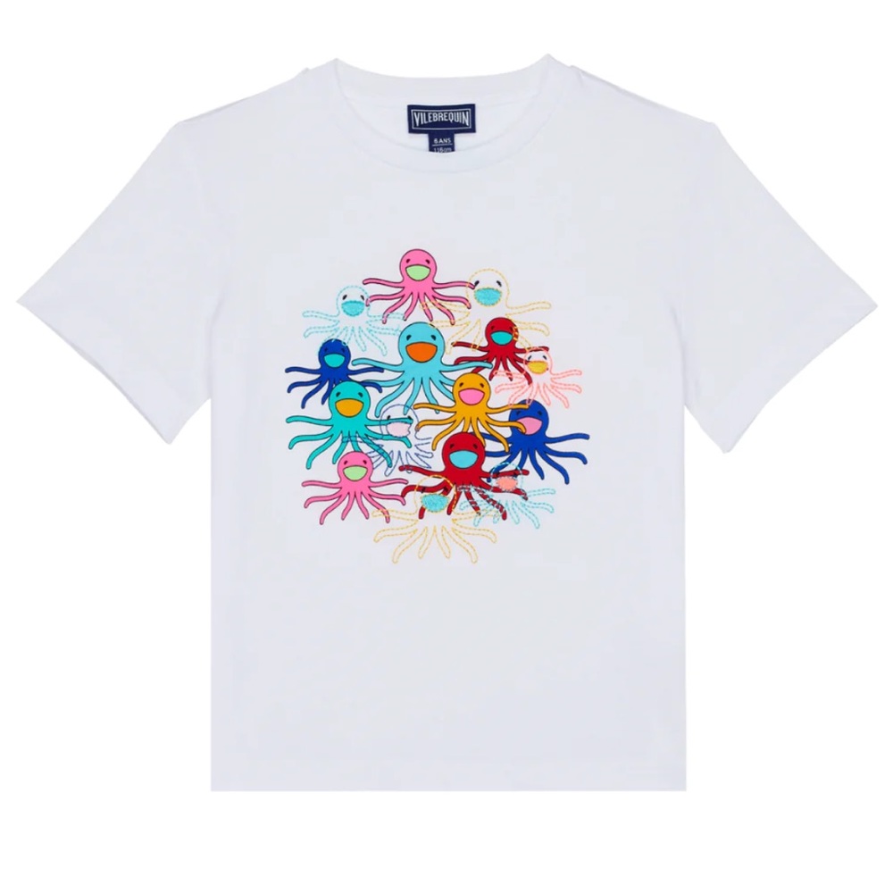 Vilebrequin White Octopus Multicoloured Tee Short Sleeve White T-shirt Size XL